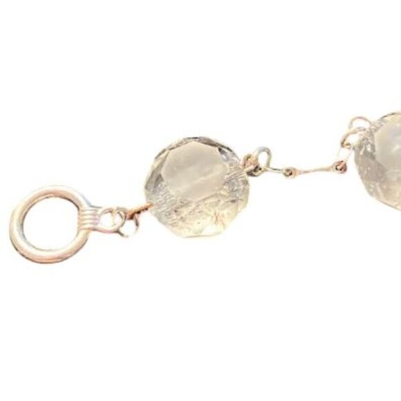 Handcrafted Crystaline Bead and Silver-Tone Chain Bracelet with Rhinestone Charm - Picture 8 of 11